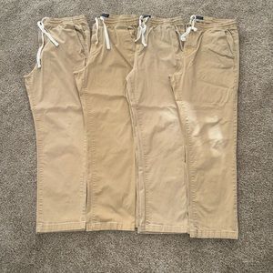 Set of Four (4) Men’s Crown & Ivy Khaki Pants Elastic Waistband Drawstring Large